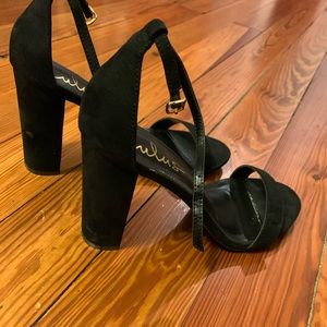 SOLD Lulus black suede ankle strap heels